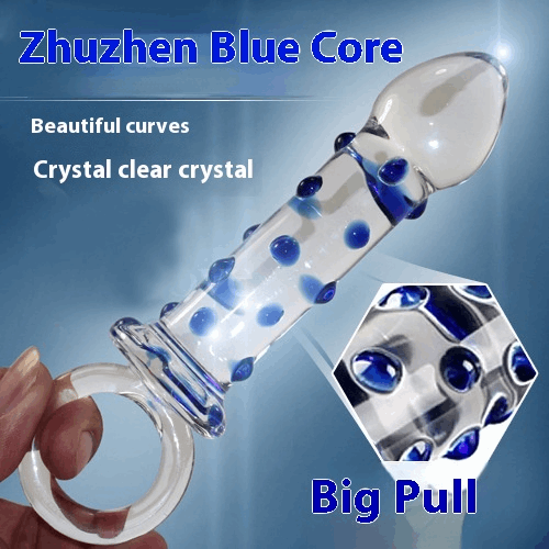 11.5cm Blue Glass Beaded Dildo